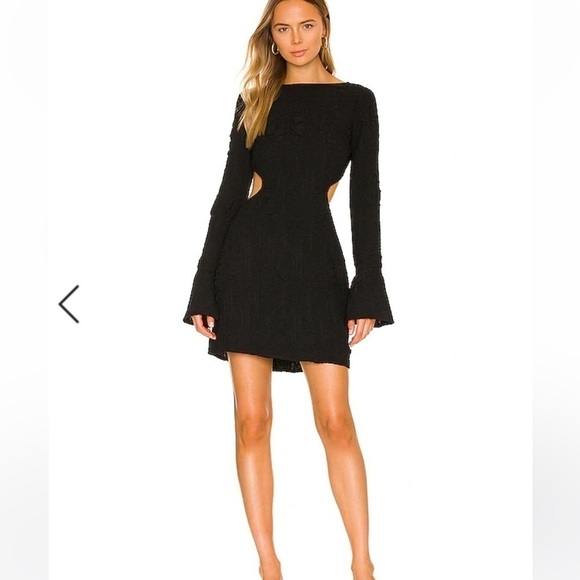 Revolve LPA Cora Cut-out Long Sleeve Textured Dress in Black - Picture 1 of 15